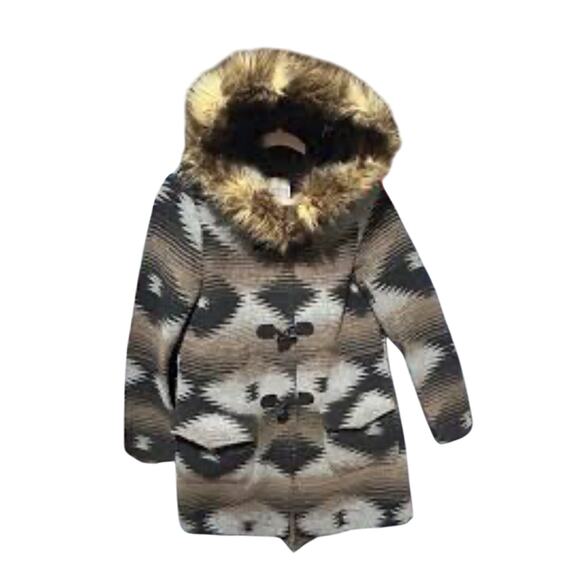 BB Dakota Toggle Coat Southwestern Aztec Hooded Jacket Wool Blend Women’s Med. - Picture 2 of 11
